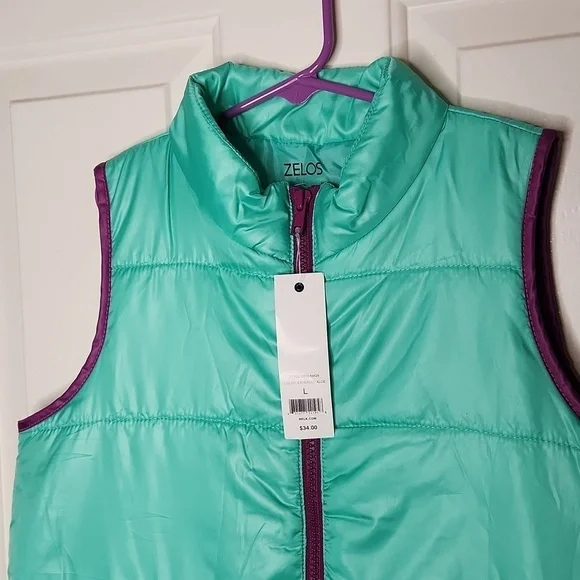 Zelos Girls Seafoam Purple Puffer Vest Size L NWT - Picture 4 of 10